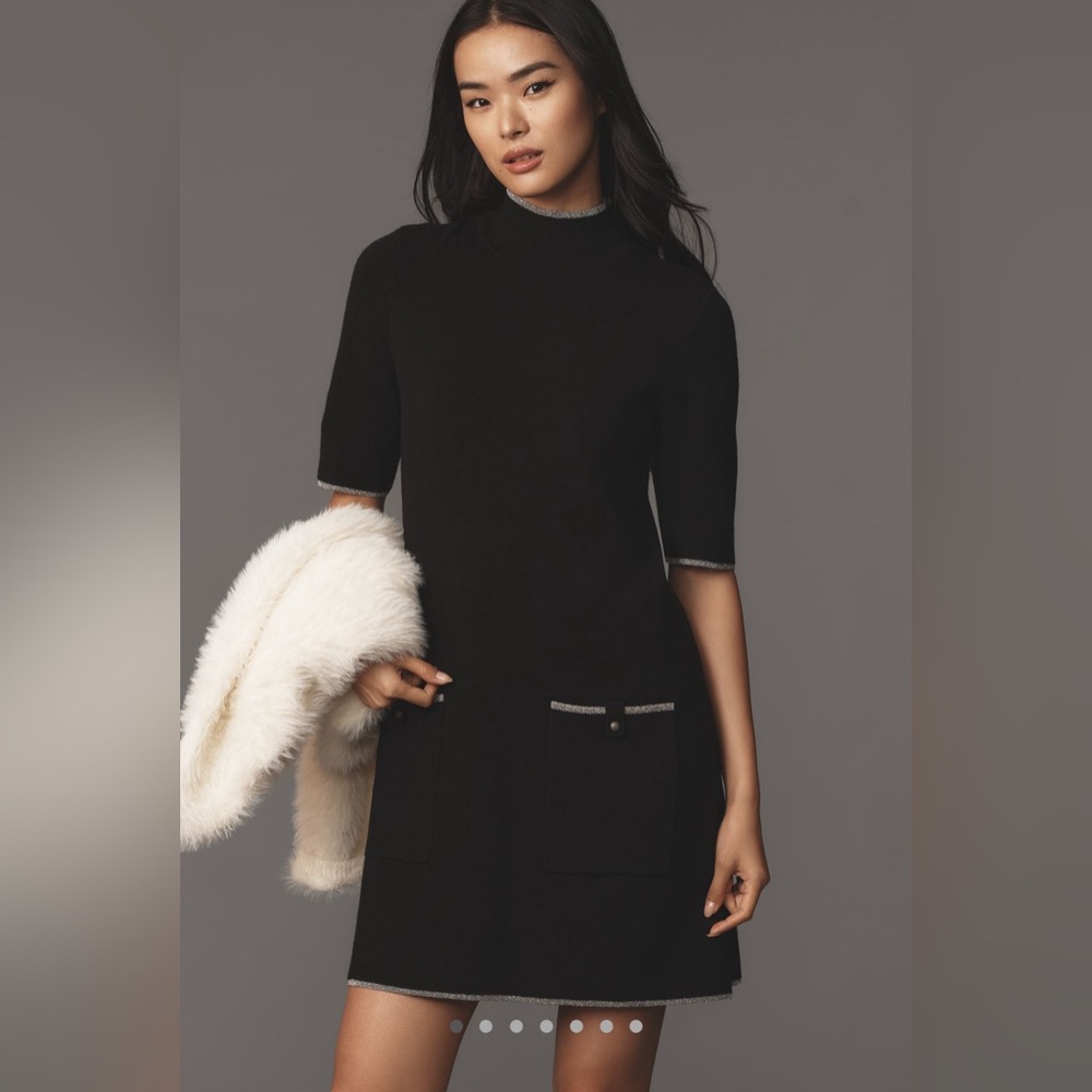 NWT Anthropologie Maeve Annalise Mock Neck Mini Sweater Dress💋